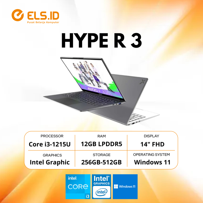 Jual Axioo Hype R3 Intel i3-1215U 12GB SSD 256GB-512GB 14
