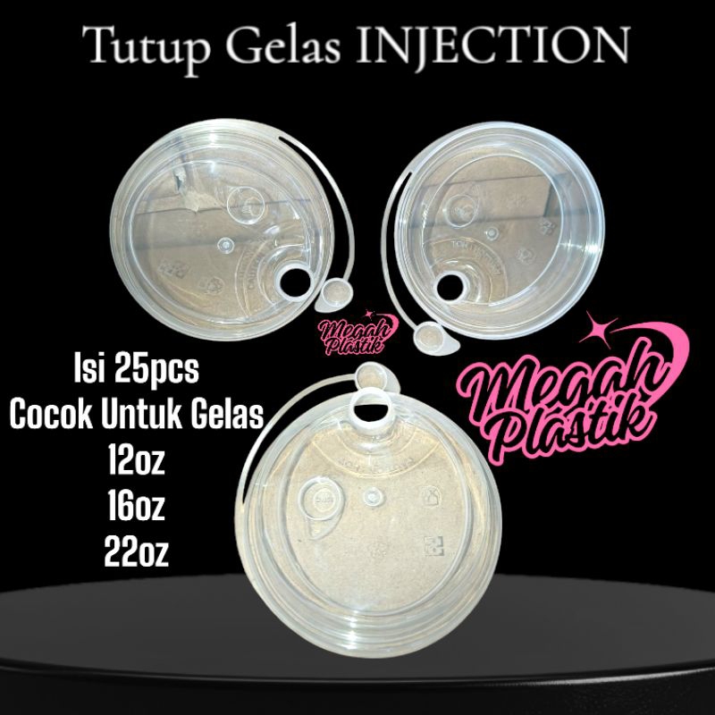 Jual isi 25pcs Tutup Cup Gelas Plastik INJECTION tebal dan bening ...