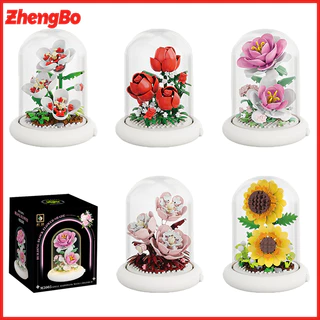 ZhengBo (LED) Plant Bricks Bunga Block Bata Mainan DIY Bunga Buket Balok Bangunan Nano Mainan Toys Hadiah Hari Valentine