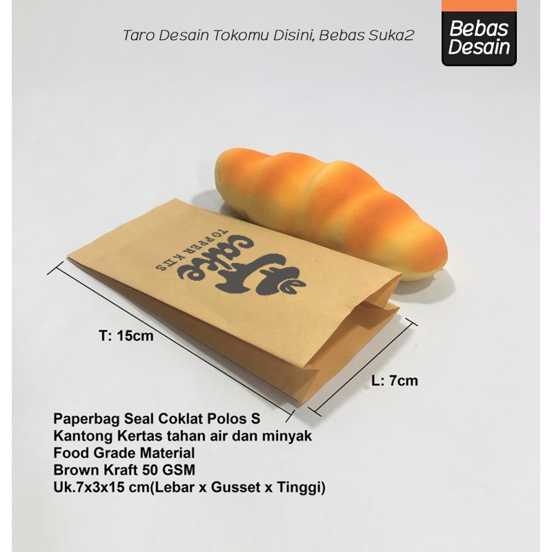 Jual +CETAK) Kantong Kertas Coklat SEAL 7x3x15 (S) Tahan Air dan Minyak ...
