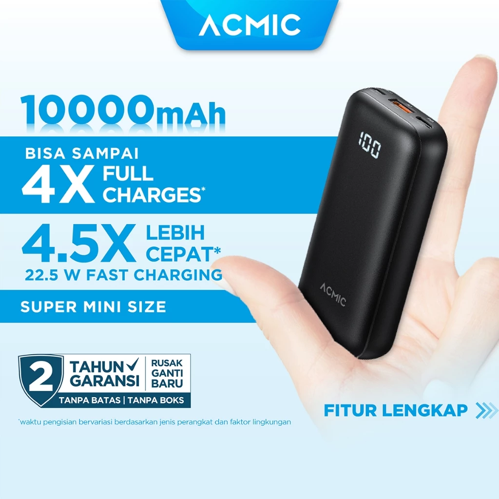 ACMIC DIGIBANK-10 Super Mini Size Smart Power Bank 10000mAh BLACK