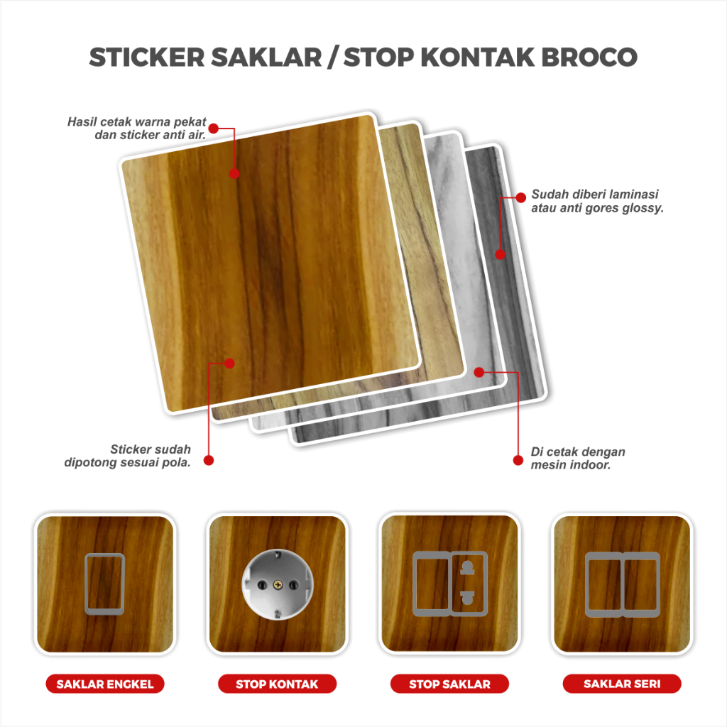 Jual Sticker Anti Air Saklar Broco Dan Sticker Stop Kontak Broco Atau ...