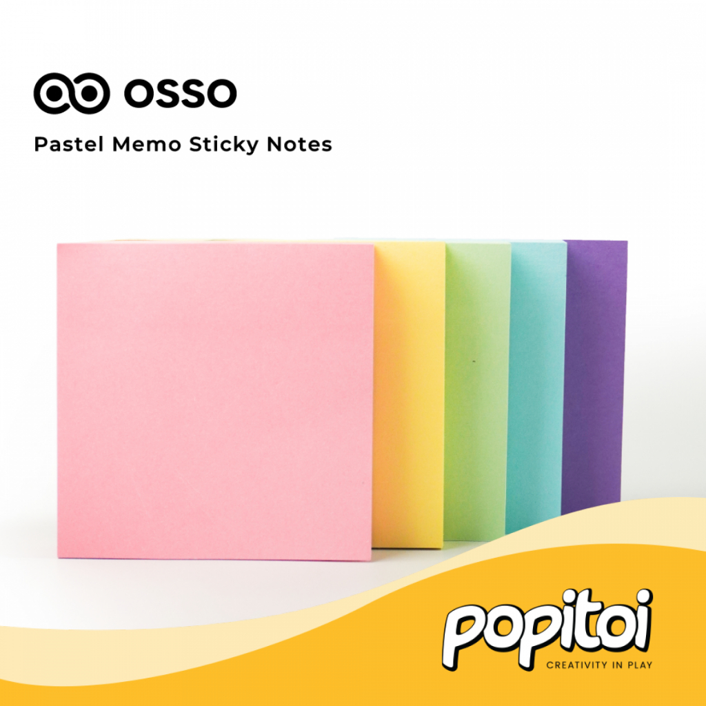 Jual OSSO Pastel Fluorescent Neon Memo Pad Sticky Notes (100 Sheets ...