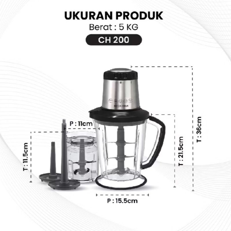 Jual mitochiba CH200 magic chopper triple blade 2 liter | Shopee Indonesia