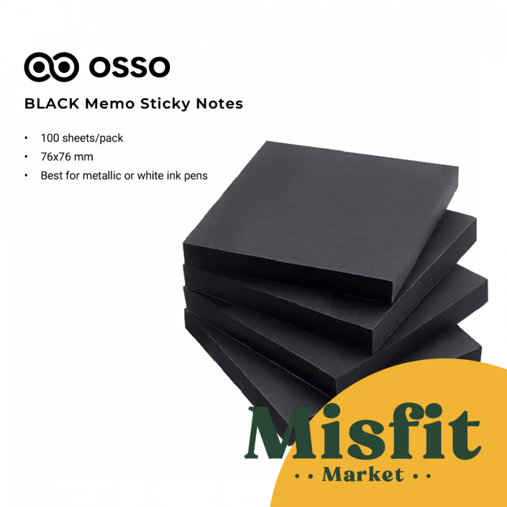 Jual OSSO BLACK Memo Pad Sticky Notes (100 Sheets) Kertas Catatan Note ...