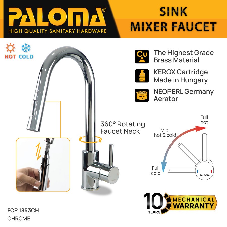 Jual PALOMA FCP 1853 Keran Mixer Cuci Piring Dapur Panas Dingin Kran ...