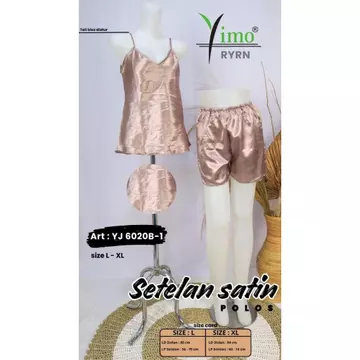 Yesy Fashion Sleapwear Pajamas Baju Tidur Sexy Satin Stelan Bunga Stel