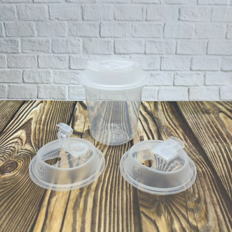 Jual CUP Gelas PP Injection 12oz Oval Bening 380ml + Tutup Leakproof ...