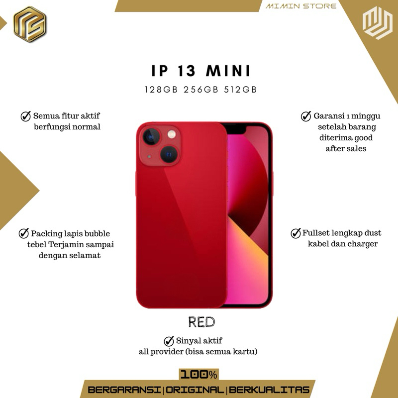 Jual Second-hand iP 13 Mini 128GB/256GB Fungsi Normal Mulus Original ...