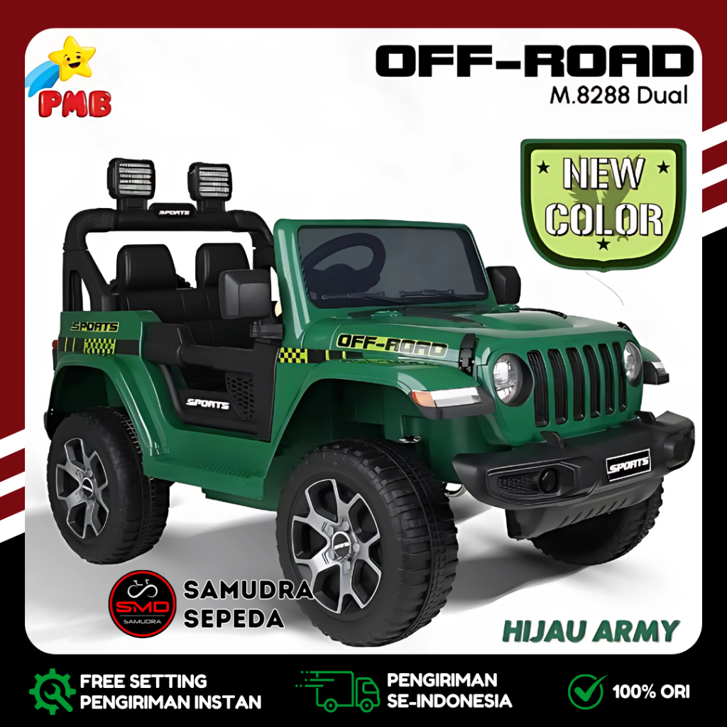 Jual Mobil Aki Mainan Anak Cas Remot PMB 8288 DUAL Dinamo Model JEEP 12 ...