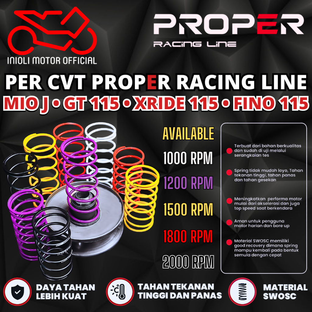 Jual PER CVT PROPER RACING LINE MIO J FINO FI 115 SOUL GT 115 XRIDE X ...