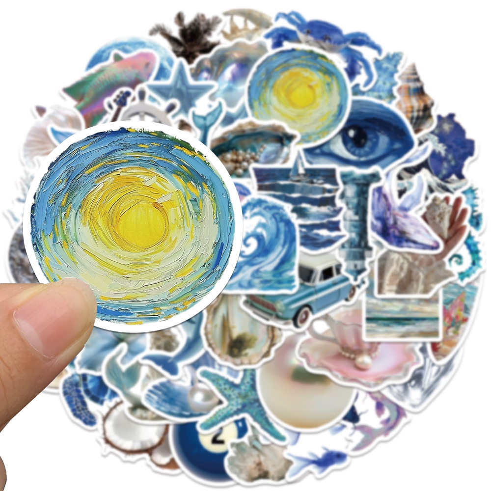 Jual [50PCS]Stiker Pack Lucu gaya biru laut Stiker INS Vinyl Anti Air ...