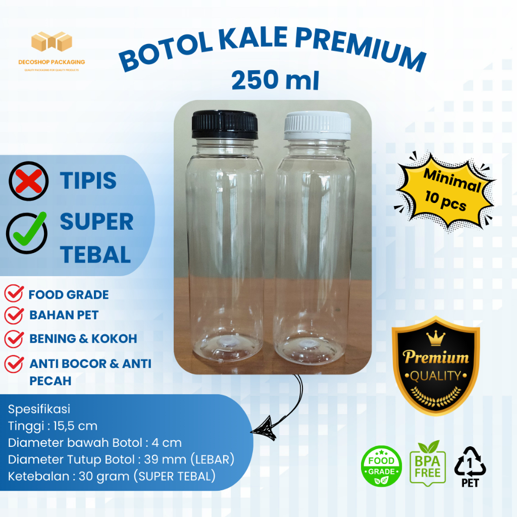 Jual Botol kale 250 500 1000 ml PET TEBAL BENING PREMIUM / botol ...