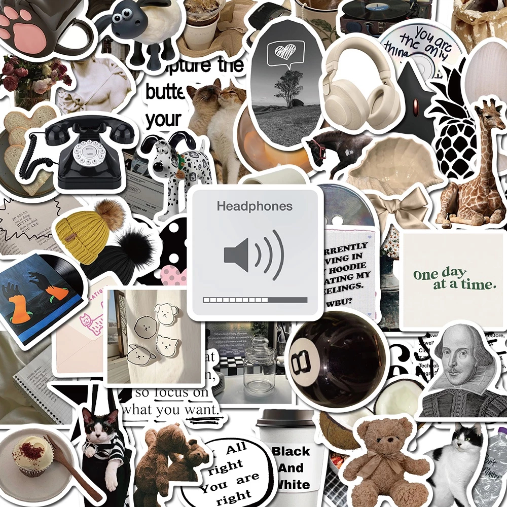 Jual 50pcs Hitam dan putih seri Stiker Perekat Tahan Air Kedap Udara ...