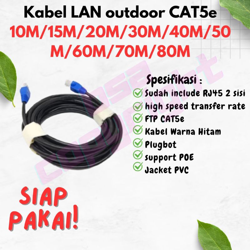 Jual Kabel LAN Outdoor/Indoor FTP CAT5e 15M/20M/30M/40M/50M/60M/70M/80M ...