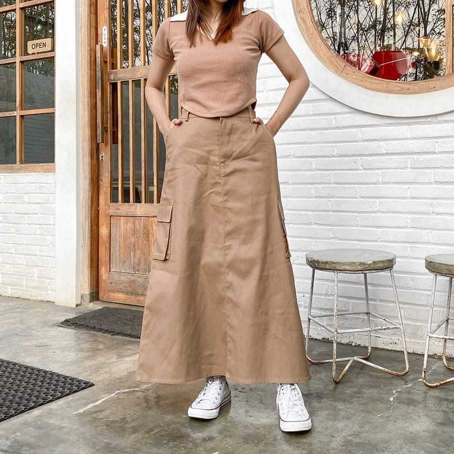 Jual ROK CARGO WANITA PANJANG TERBARU | ROK KOREAN STYLE KEKINIAN | ROK ...