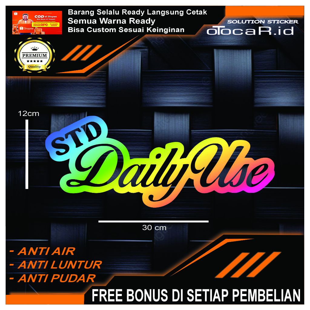 Jual Sticker STD DAILYUSE Cocok Untuk Motor , Mobil Dan Lain Lain ...