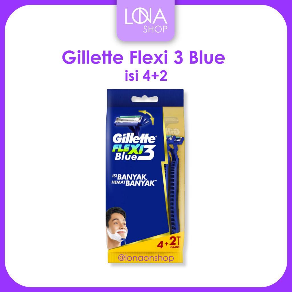 Jual Gillette Pencukur Blue 3 Flexi Razor Pisau Cukur Isi 4 + 2 ...