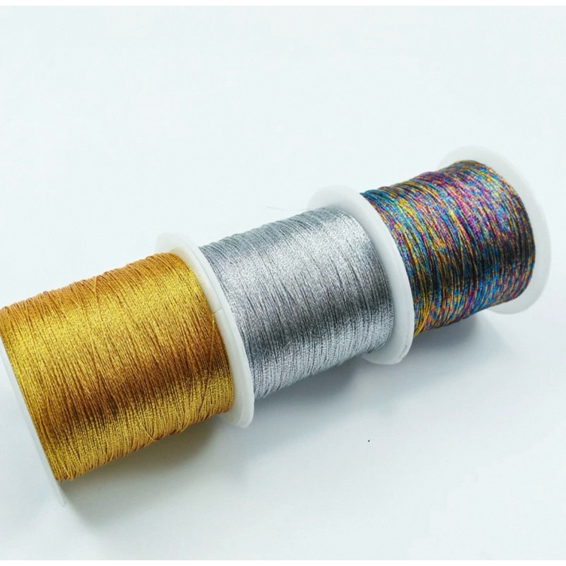 Jual 1 roll DIY Golden Silver Strands yarn handmade accessories ...