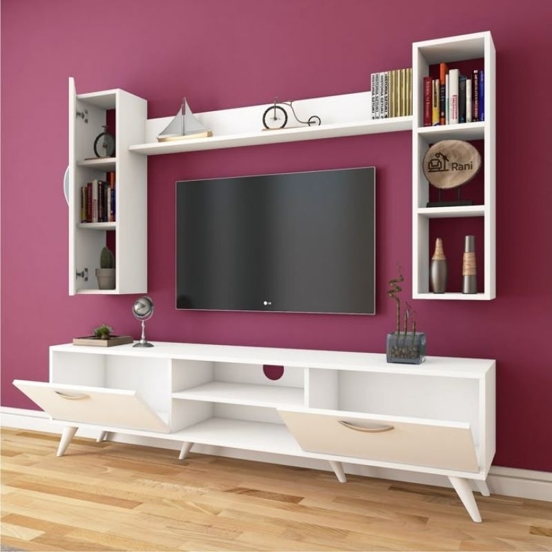 Jual Backdrop TV Rak Buku Minimalis ( Tanpa Meja ) | Shopee Indonesia