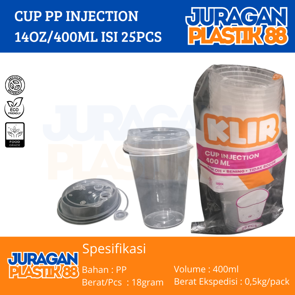 Jual Cup PP Injection 400ml 14oz @25pcs | Gelas Plastik Bobba |Cheese ...
