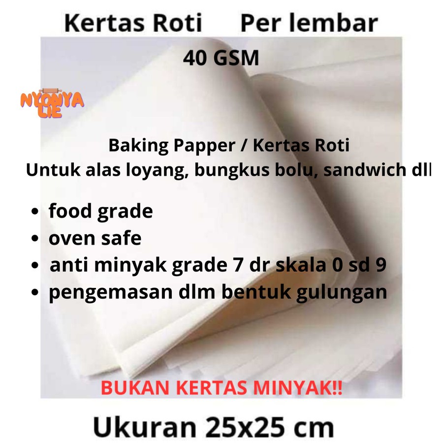 Jual KR2501 Ukuran 25 Cm Kertas Roti GreaseProof Wrapping Paper Alas ...