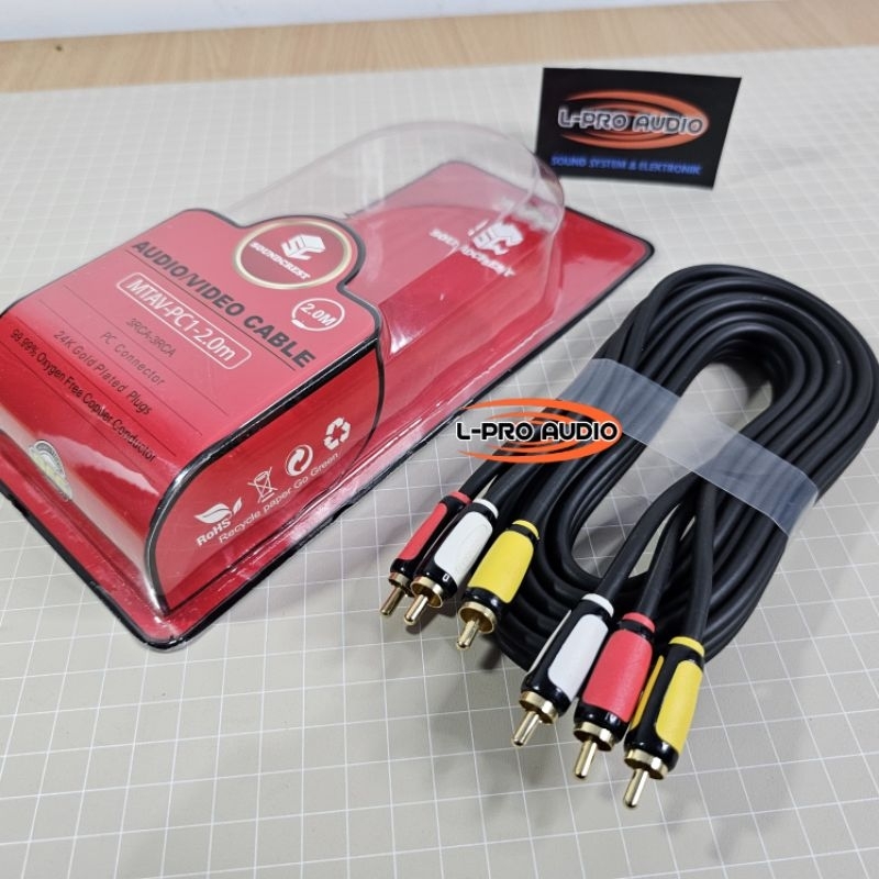 Jual Kabel jek RCA 3 Jalur SOUNDCREST PC1 dan ME3 panjang 2M | Shopee ...