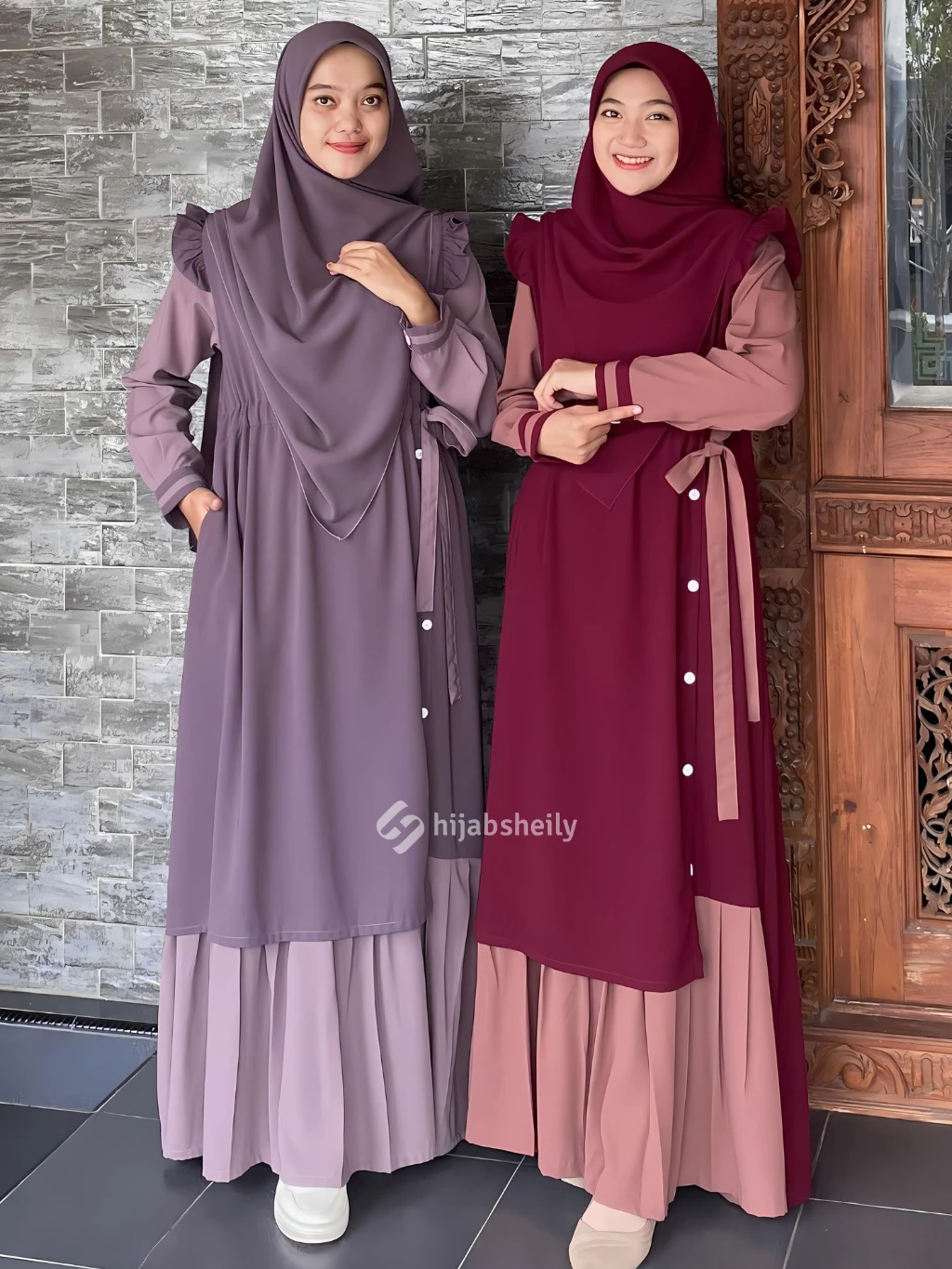 Gamis Ayana Kombinasi Tampilan Depan
