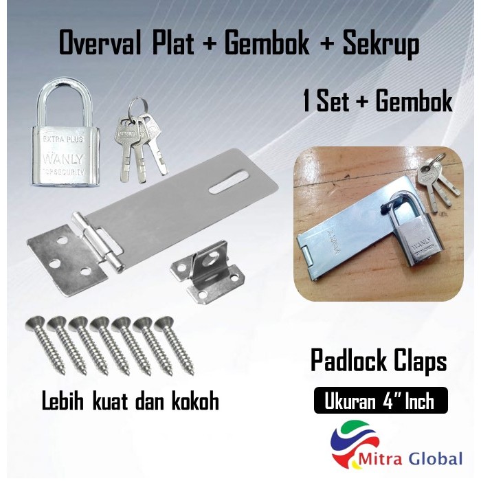 Jual Paket Gembok Nekel 30 Mm + Cantolan Gembok 4 Inch Kunci Engsel ...