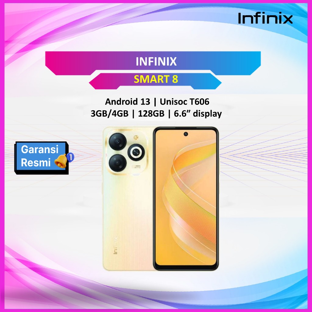 Jual INFINIX SMART 8 3GB 64GB/ 4GB 128GB BLACK / WHITE / GREEN / GOLD ...