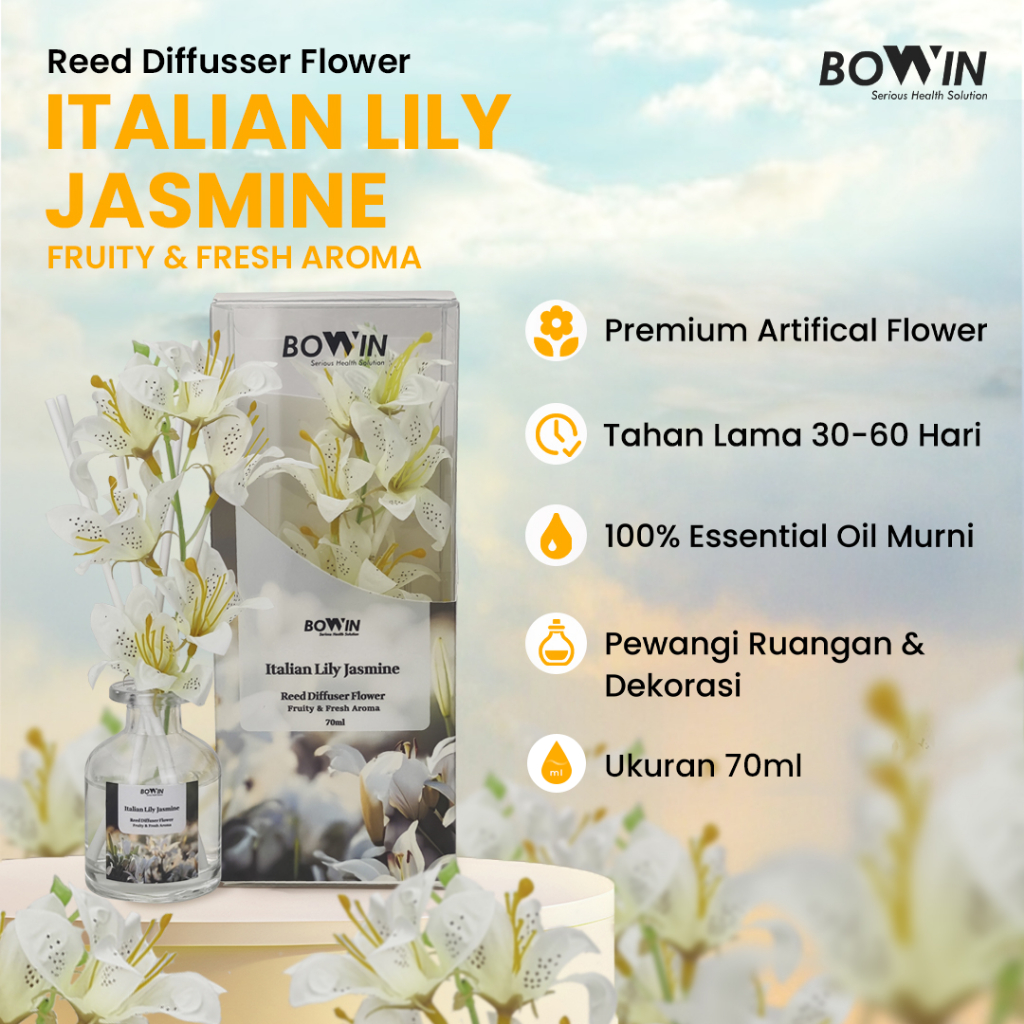 Jual Bowin Reed Diffuser Flower 70ml (Tahan 2 Bulan)- Aromaterapi ...