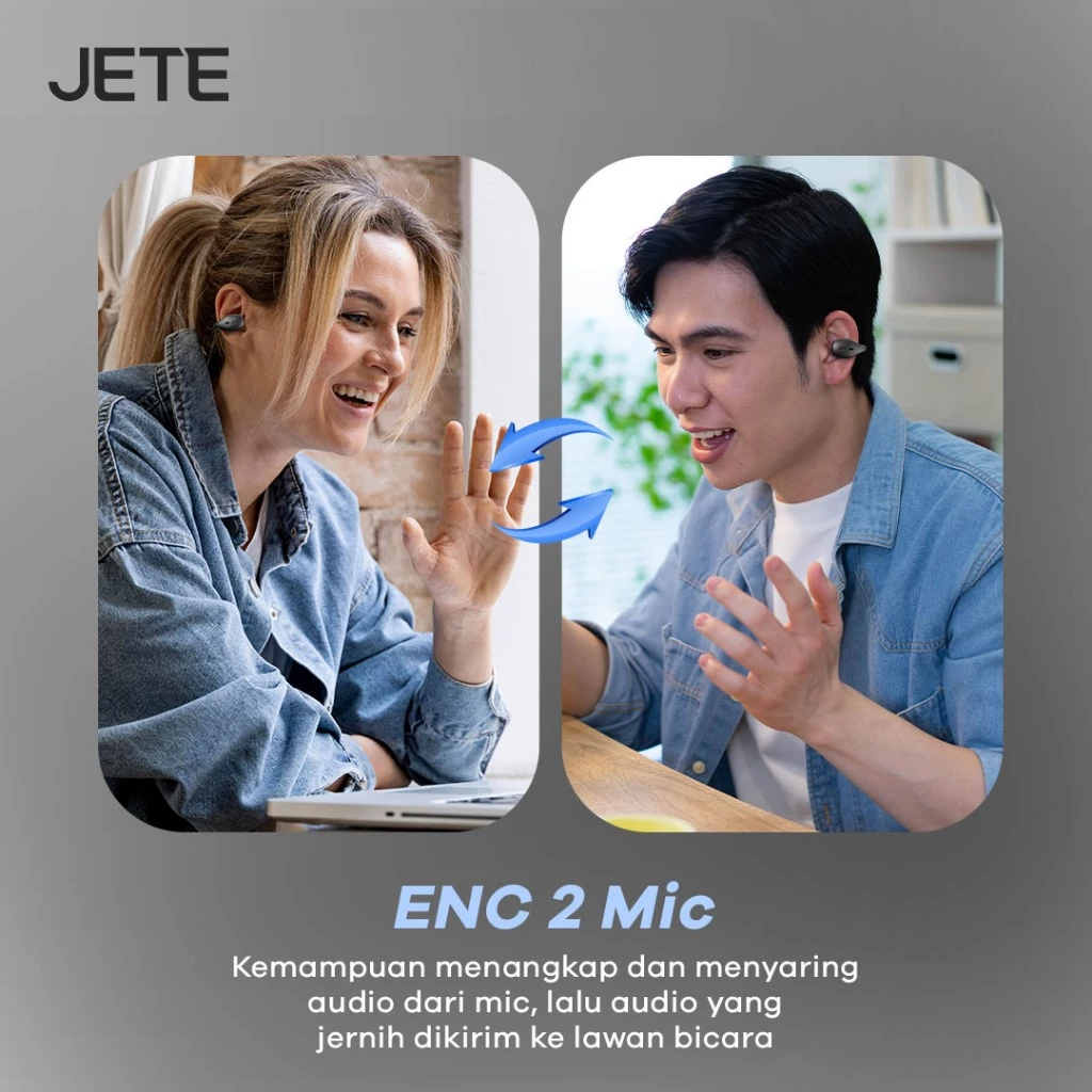 JETE Open Wave - OWS Clip Headset Sport Open Ear With 2 Mic ENC Super bass - Garansi Resmi 2 Tahun