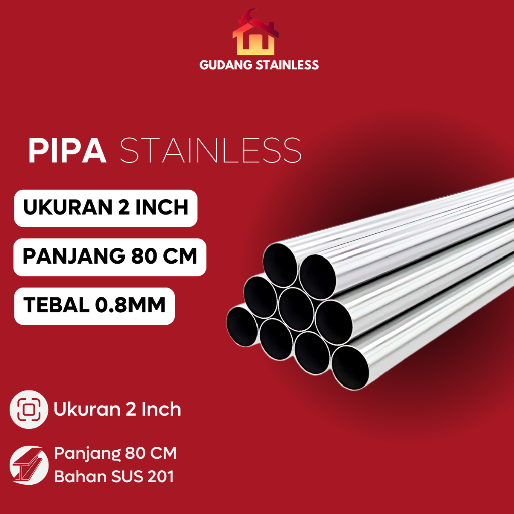 Jual Pipa Stainless 2 Inch (51mm) SUS 201 PANJANG 80 CM | Shopee Indonesia