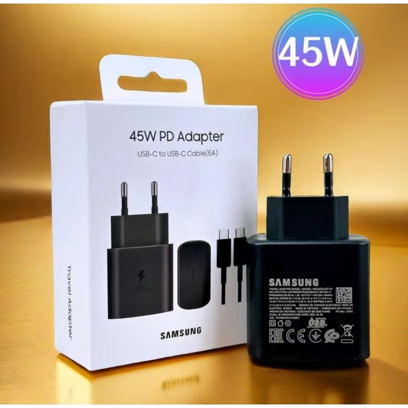 ADAPTER CHARGER 45W KABEL DATA SAMSUNG TYPE-C TO TYPE-C SUPER FAST  CHARGING ORIGINAL