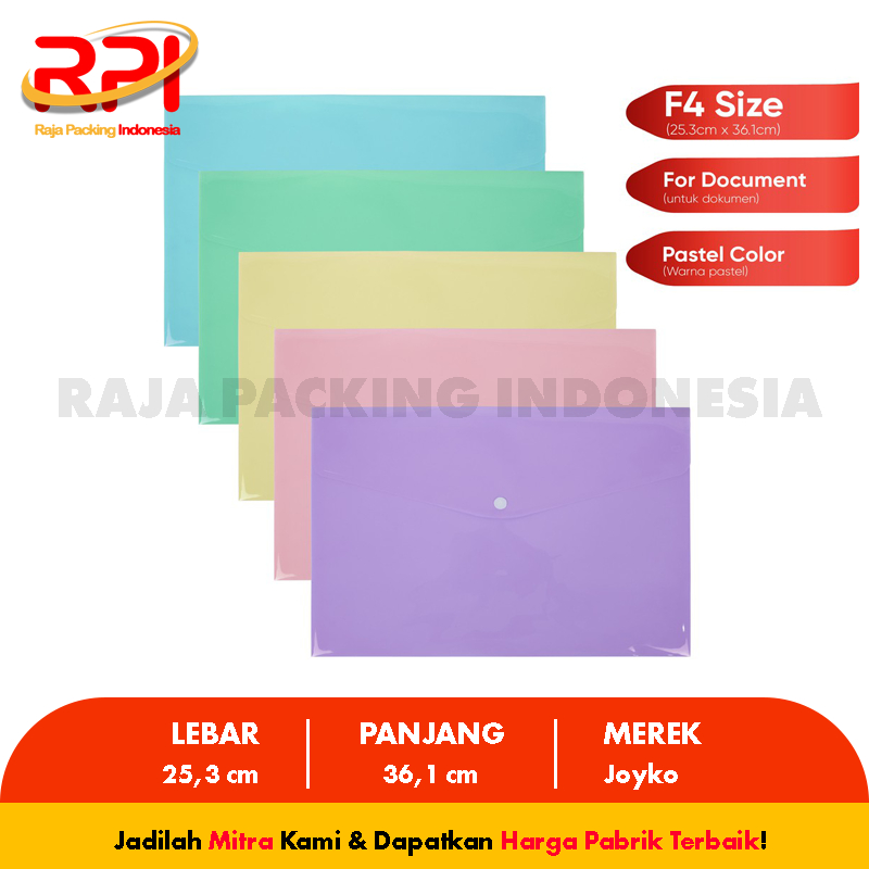 Jual Folder Dokumen / Map / Data bag F4 Joyko Pastel Color (Raja ...