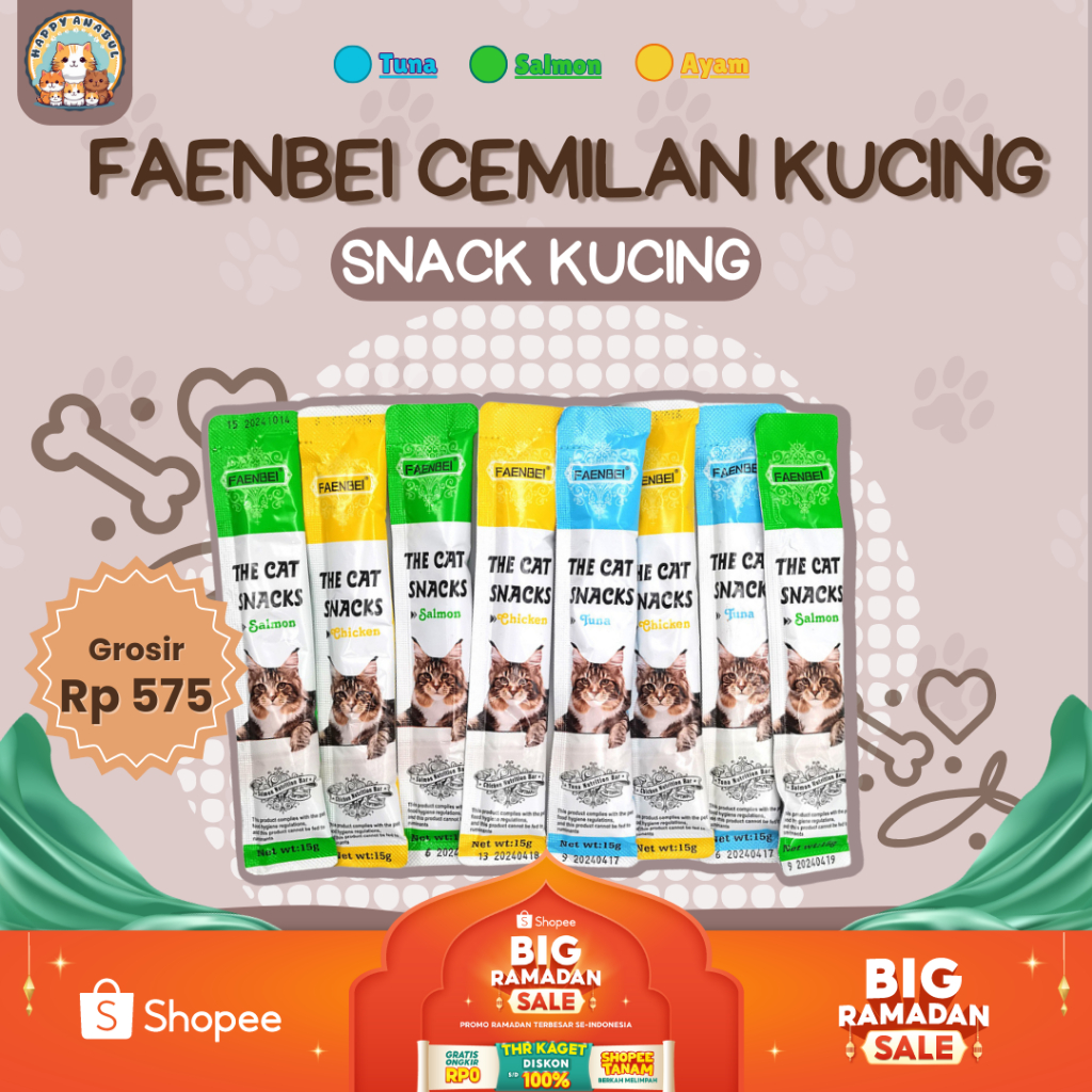 Jual FAENBEI snack makanan ringan kucing camilan kucing 15g pengemuk ...