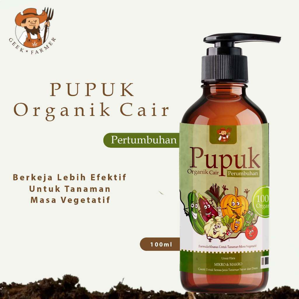 Geek Farmer - Pupuk Organik Cair Pertumbuhan 100ml – POC Tanaman Sayur untuk Daun Lebat