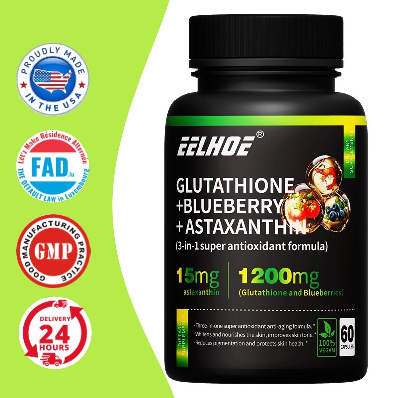 glutathione memutihkan kulit Jual Glutathione + blueberry + astaxanthin, antioksidan kuat, melindungi  mata, meningkatkan kesehatan kulit, memutihkan kulit