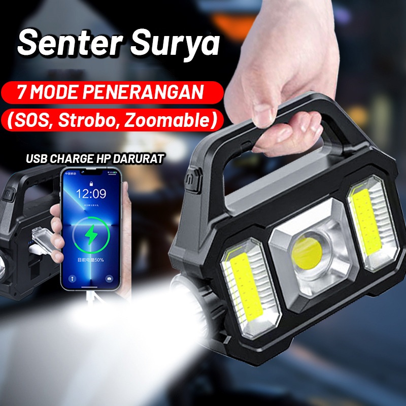 Jual Senter LED Super Bright 80W + 20W Dual Mode - Baterai Isi Ulang ...