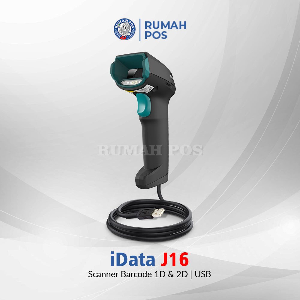 Jual iData J16 Scanner Scan Barcode QR 1D 2D USB Cordless Auto Scan ...
