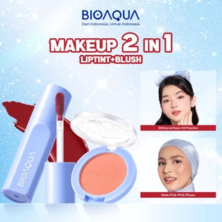 BIOAQUA Makeup 2 In 1 Liptint+Blush Lip Bundle Gloss Tahan Lama Lip Tint and Blush on Powder 3g Cheek & Eyes Blusher