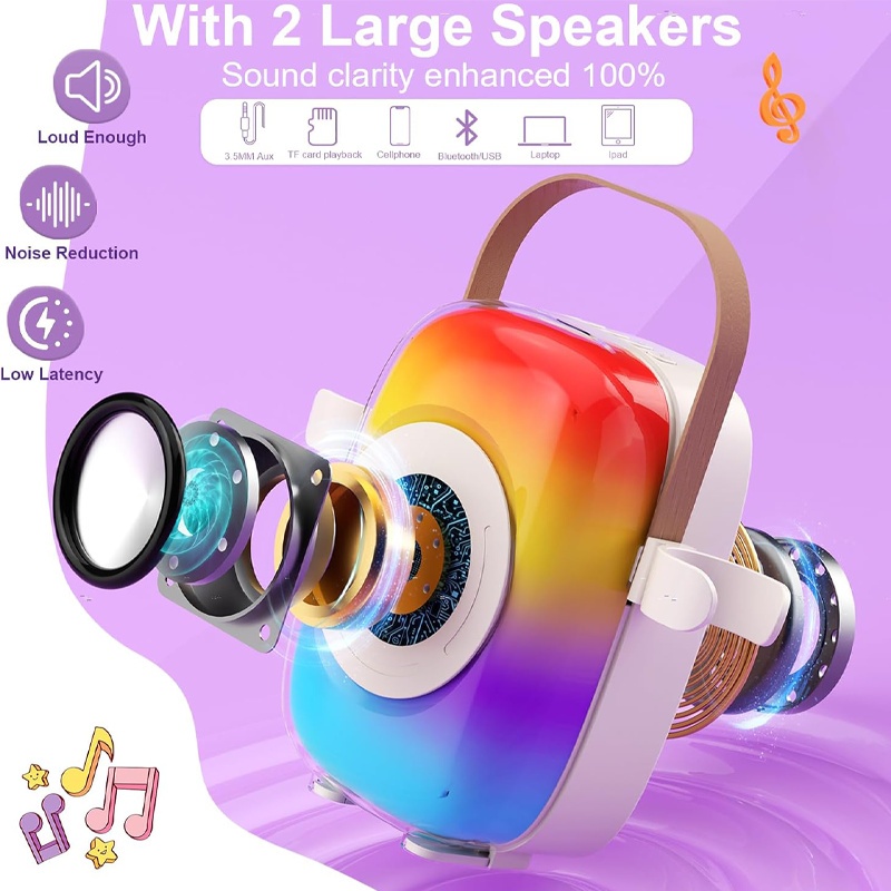 Jual [COD]Speaker Bluetooth Karaoke 2 Mic Set Salon Bluetooth bt ...