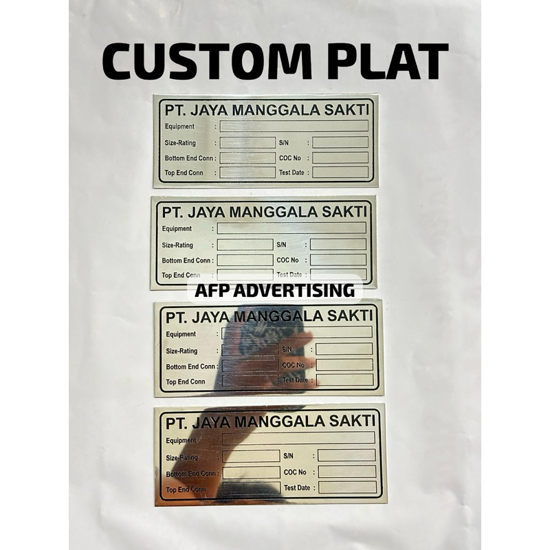 Jual plat stainless custom / label mesin custom | Shopee Indonesia