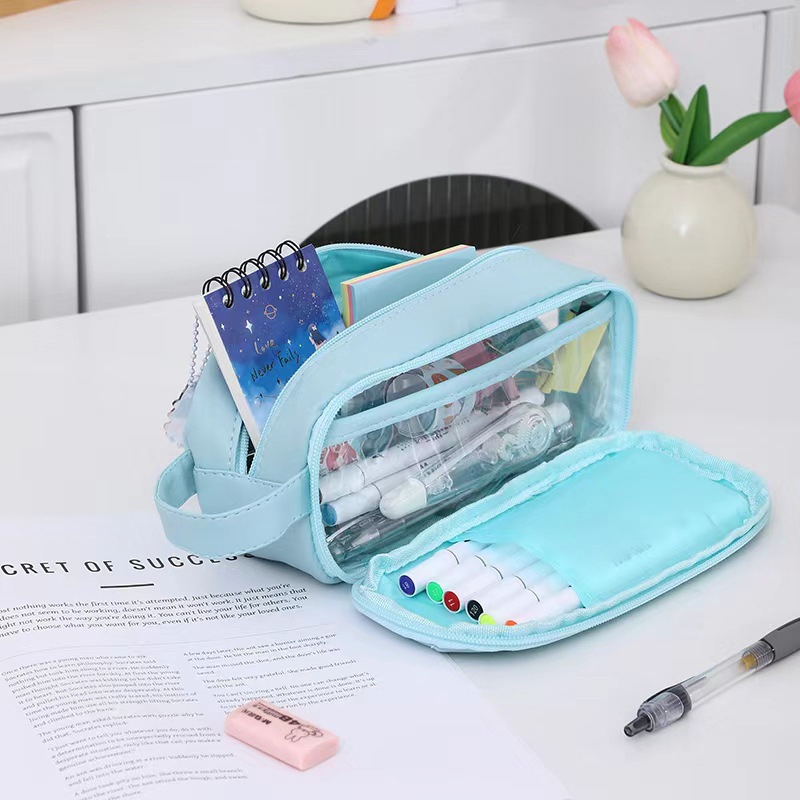 Eeghrerr Pencil Cases Large Capacity Bag Tas Pena Tempat Kotak Pensil Aesthetic - foto 5