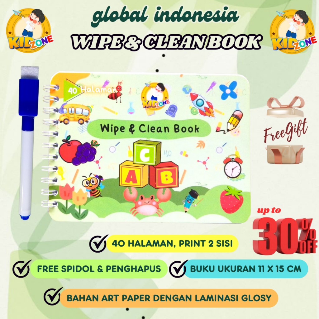 Jual KIDZONE - WIPE AND CLEAN BOOK - ALFABET ABC Activity Book Buku ...