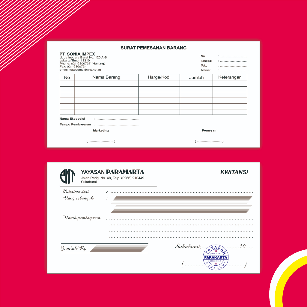 Jual Cetak Nota custom ukuran 1/3 folio nama toko sendiri nota faktur ...