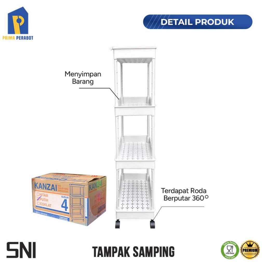 Jual Rak Roda Susun 4 Rak Troli Mini Putih Kanzai | Shopee Indonesia
