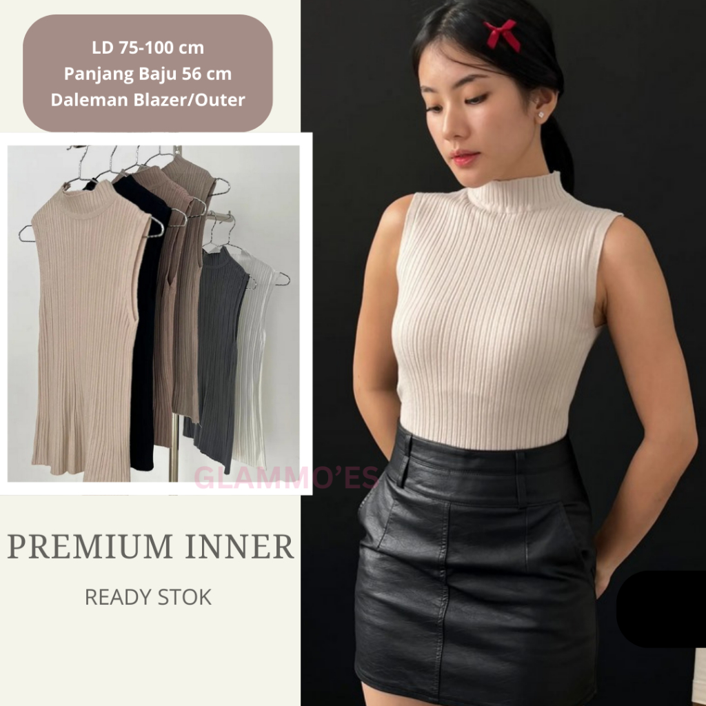 Jual 27] GLAMMO'ES Inner Basic High Quality Tanpa Lengan Turtleneck ...