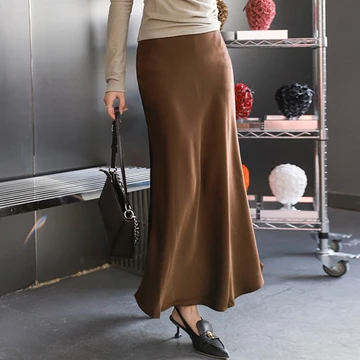 Rok Ekor Ikan Wanita Rok Maxi Satin Polda Mermaid Wrap Rok Panjang Pinggang Tinggi