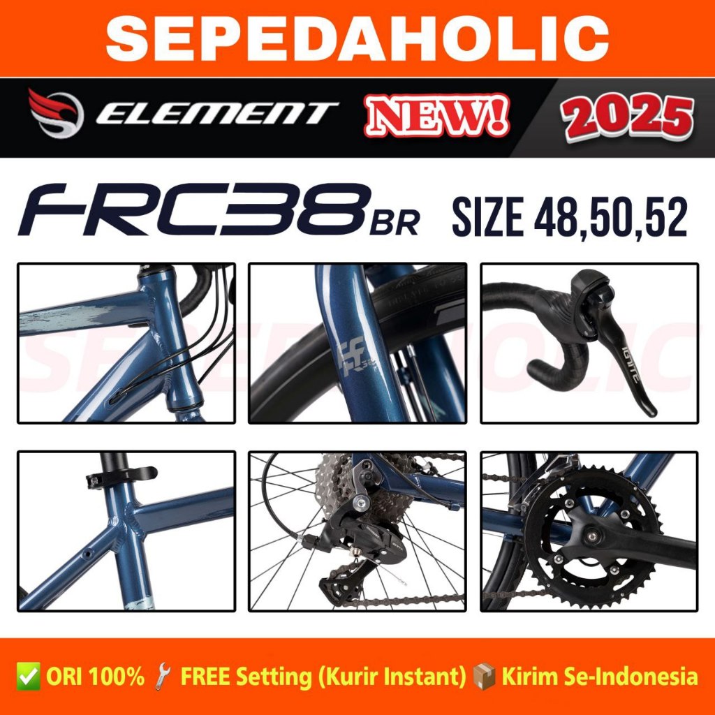 Jual Sepeda Roadbike ELEMENT FRC 38 BR NEW 2025 Ukuran 700C Alloy Balap ...